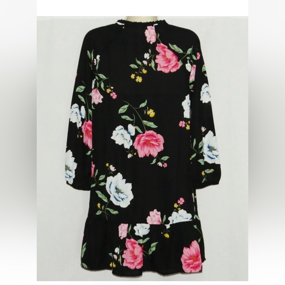 Old Navy Dress NEW Womens XS Floral Print Swing Long Sleeve X SMALL 0 2 Black - Picture 3 of 8
